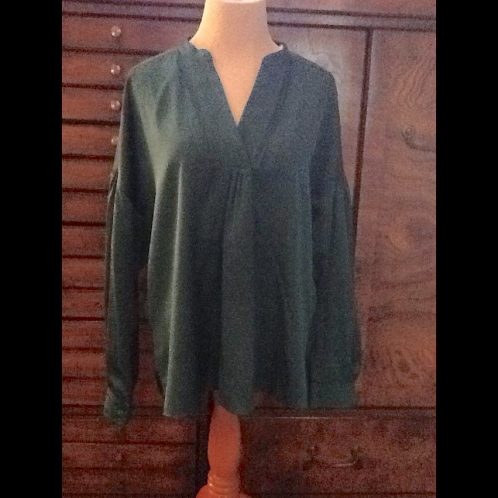 Women's Elegant Green Silky Laundry Blouse